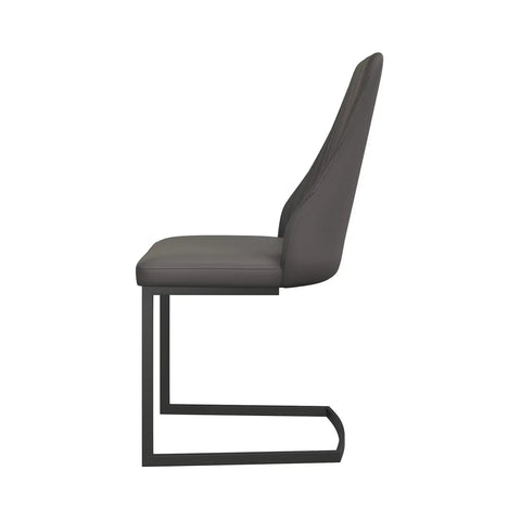 Blakely Dark Grey Leather Dining Chairs - Side View of Chair 