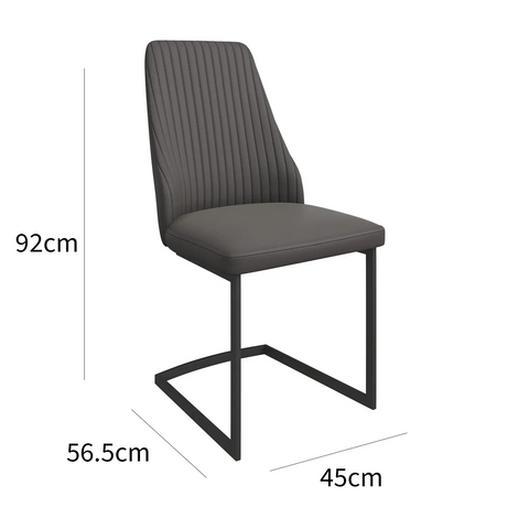 Blakely Grey Leather Stylish Dining Chairs With Cantilever Base - Dimensions 