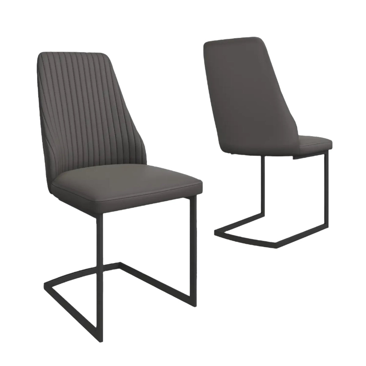 Blakely Dark Grey Leather Dining Chairs, Buy as set of 4, set of 6 or set of 8 Dining chairs 