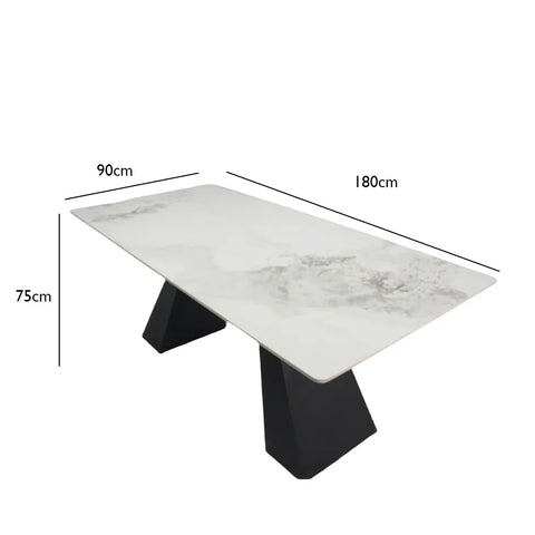 Casa White Ceramic Dining Table with Black Metal Base