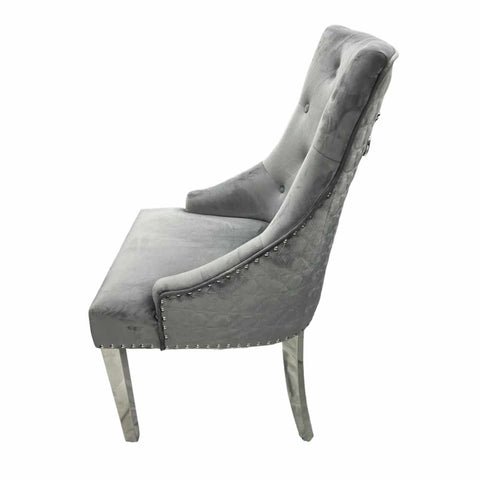 Vittoria 1.8M Grey Marble Dining Table with Roma Grey Dining Chair Set