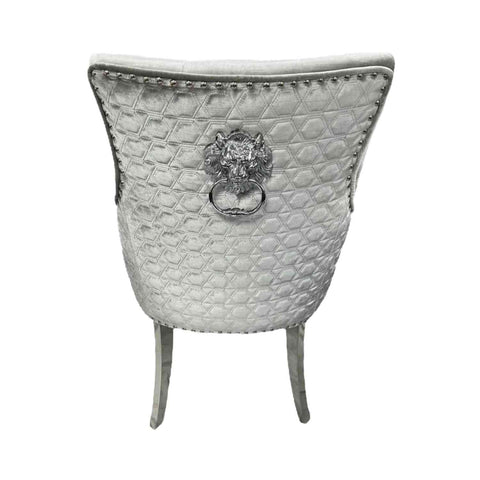 Roma Lion Knocker Back Shimmer Dining Chairs,- Back view