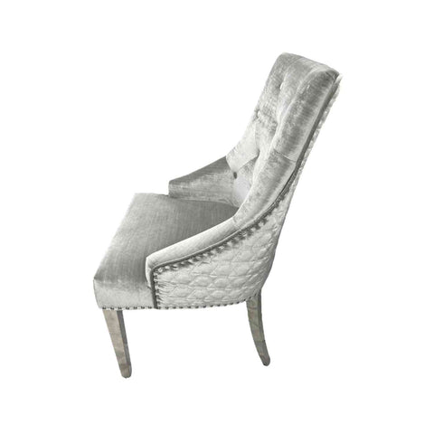 Roma Lion Knocker Back Shimmer Dining Chairs - Side View