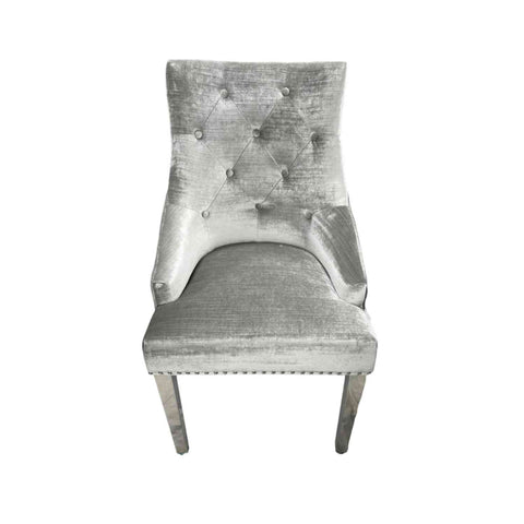 Roma Lion Knocker Back Shimmer Dining Chairs - Front View