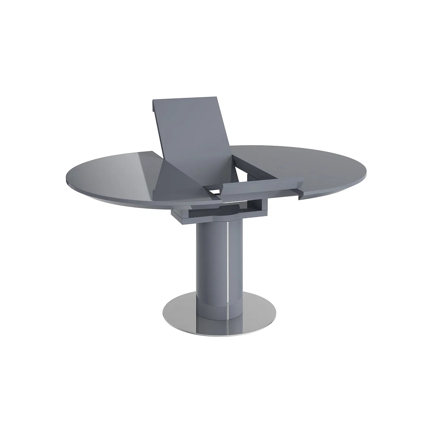 Romeo High Gloss Grey Round Extending Dining Table - Extension