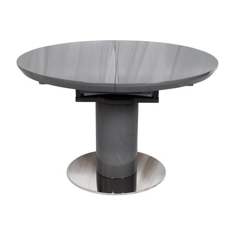 Romeo High Gloss Grey Round Extending Dining Table - Closeup