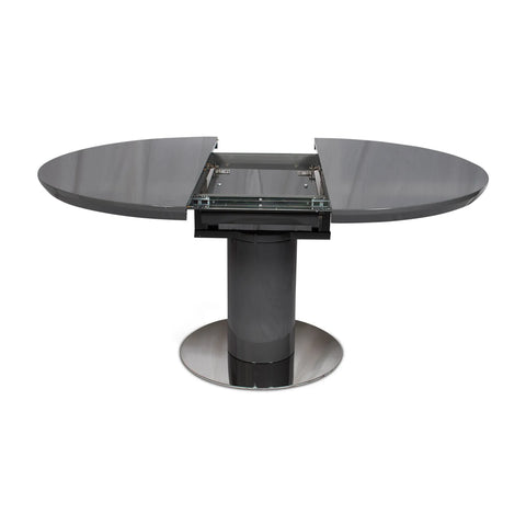 Romeo High Gloss Grey Round Extending Dining Table with Butterfly extension