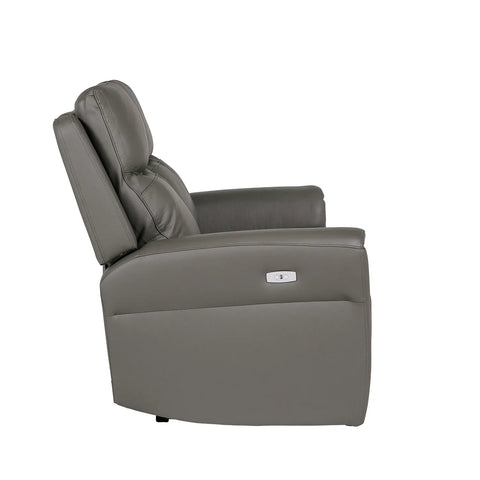 Russo Grey Leather 2 Seater Power Recliner Sofa