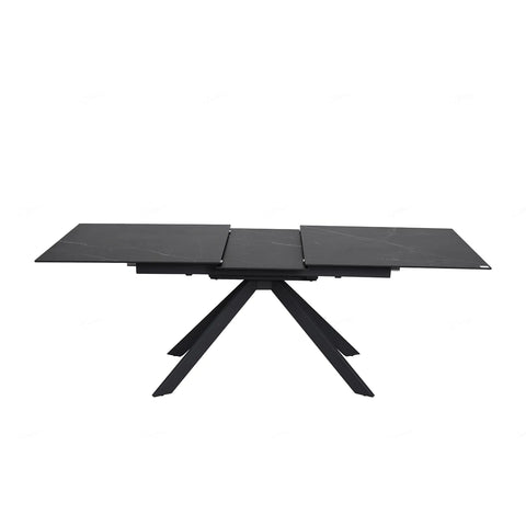 Russo Black Ceramic Extending Dining Table with White veins in the top