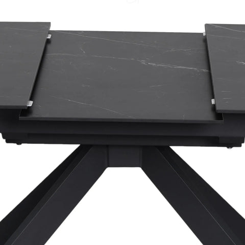 Russo Black Ceramic Extending Dining Table - Middle Drop Down Extension