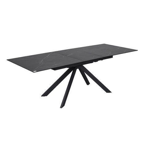 Russo Black Ceramic Extending Dining Table - Extended