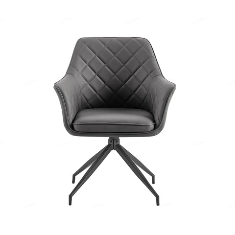 Grey Leather Swivel Dining Chairs