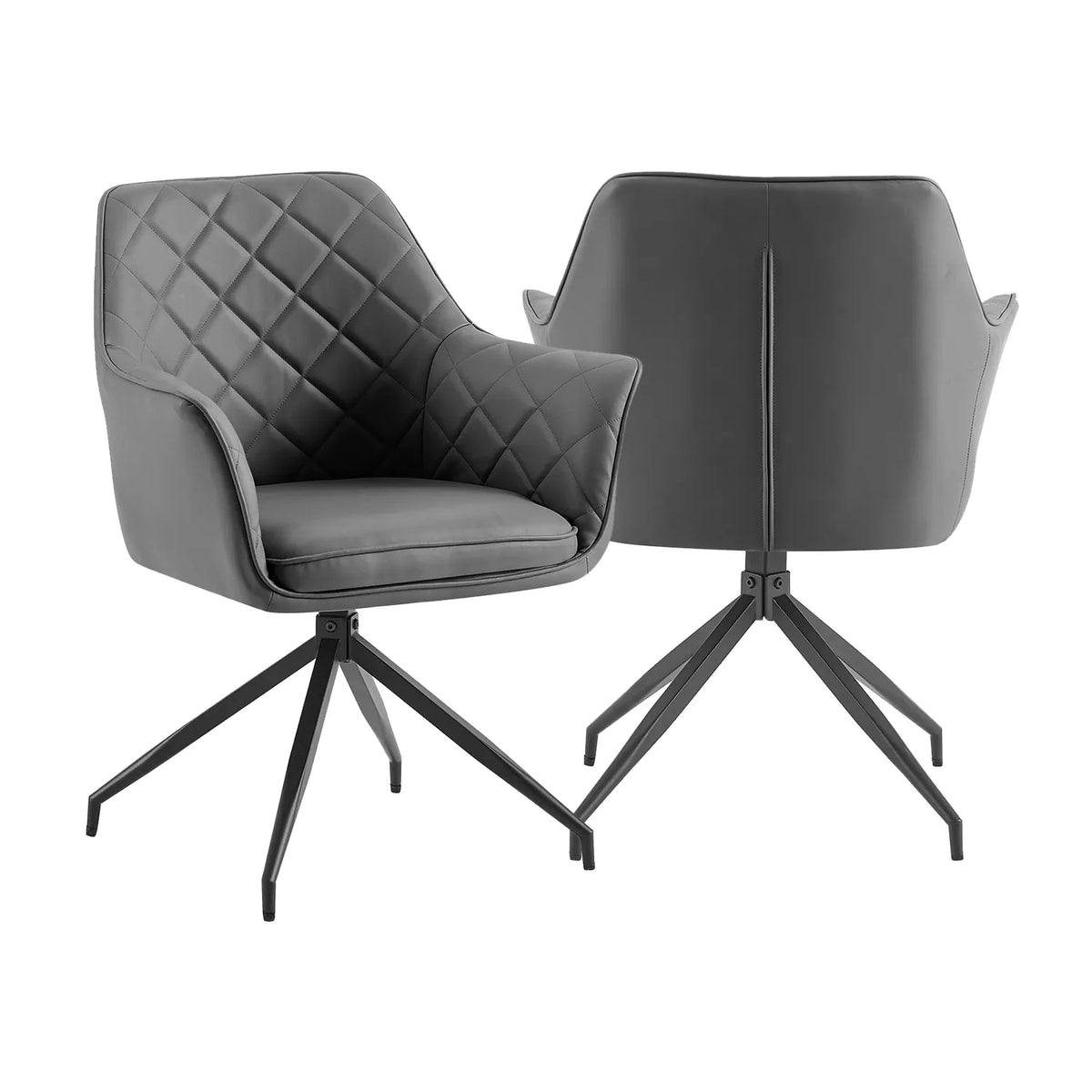 Russo Grey PU Leather Swivel Set of 4 Dining Chairs
