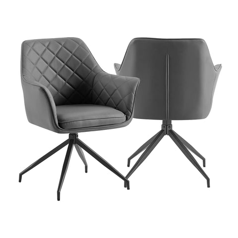 Russo Grey PU Leather Swivel Set of 4 Dining Chairs
