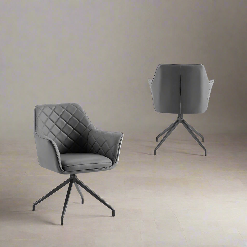 Russo Grey PU Leather Swivel Dining Chairs