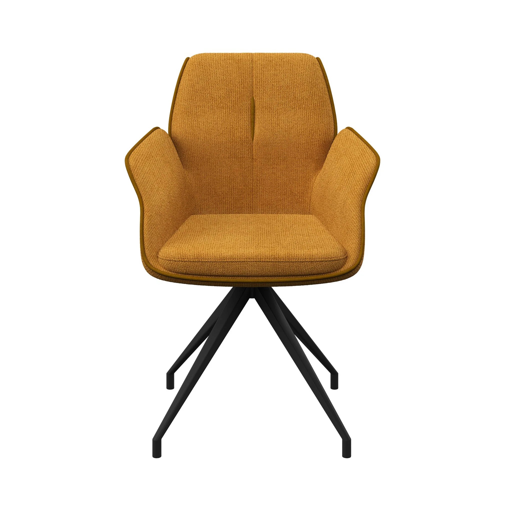 Marcela Mustard Fabric Swivel Dining Armchair