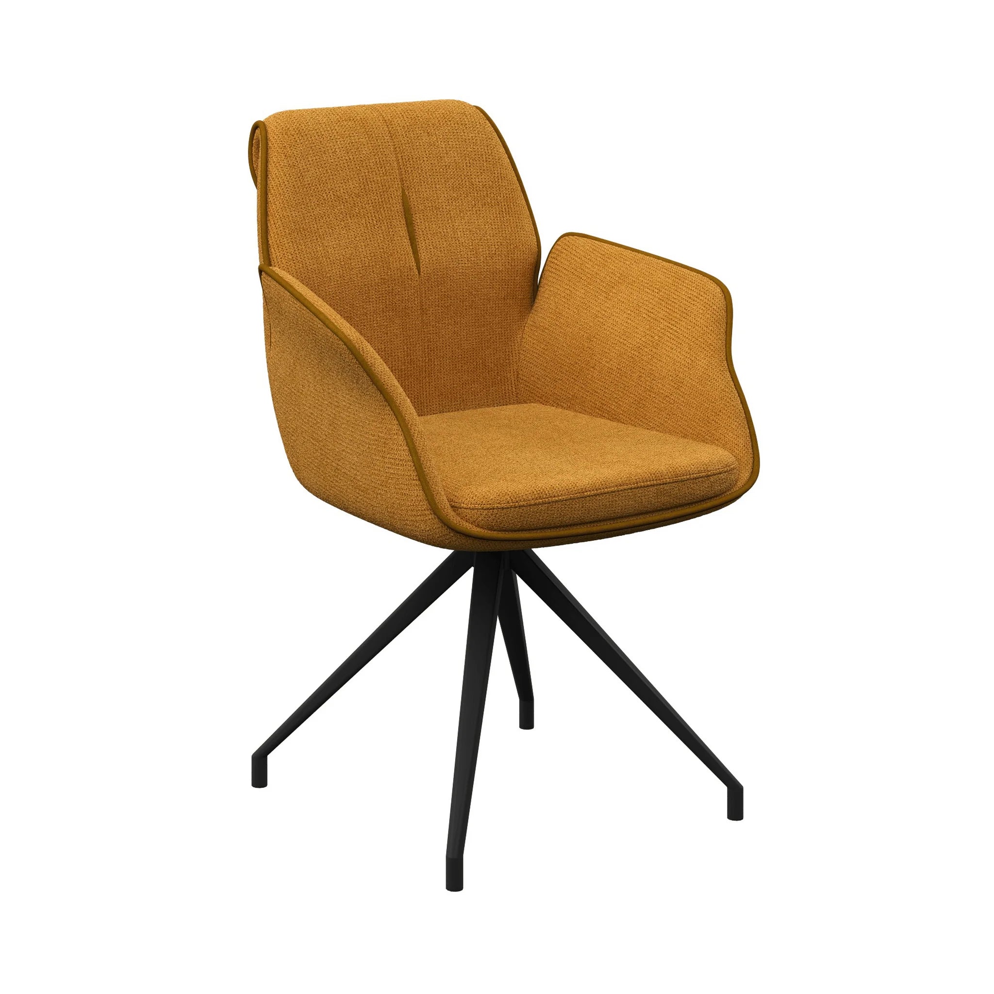 Marcela Mustard Fabric Swivel Dining Armchair