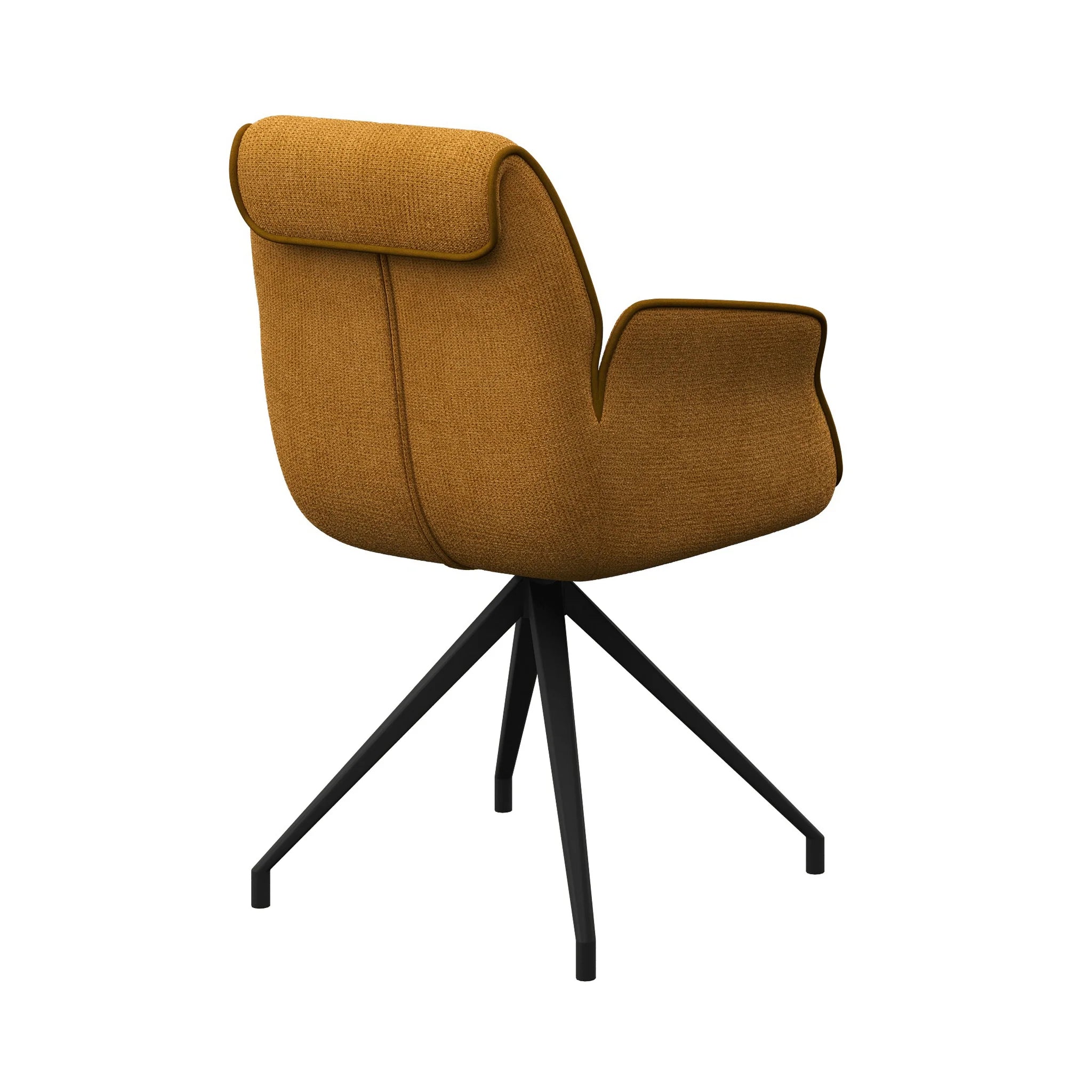 Marcela Mustard Fabric Swivel Dining Armchair