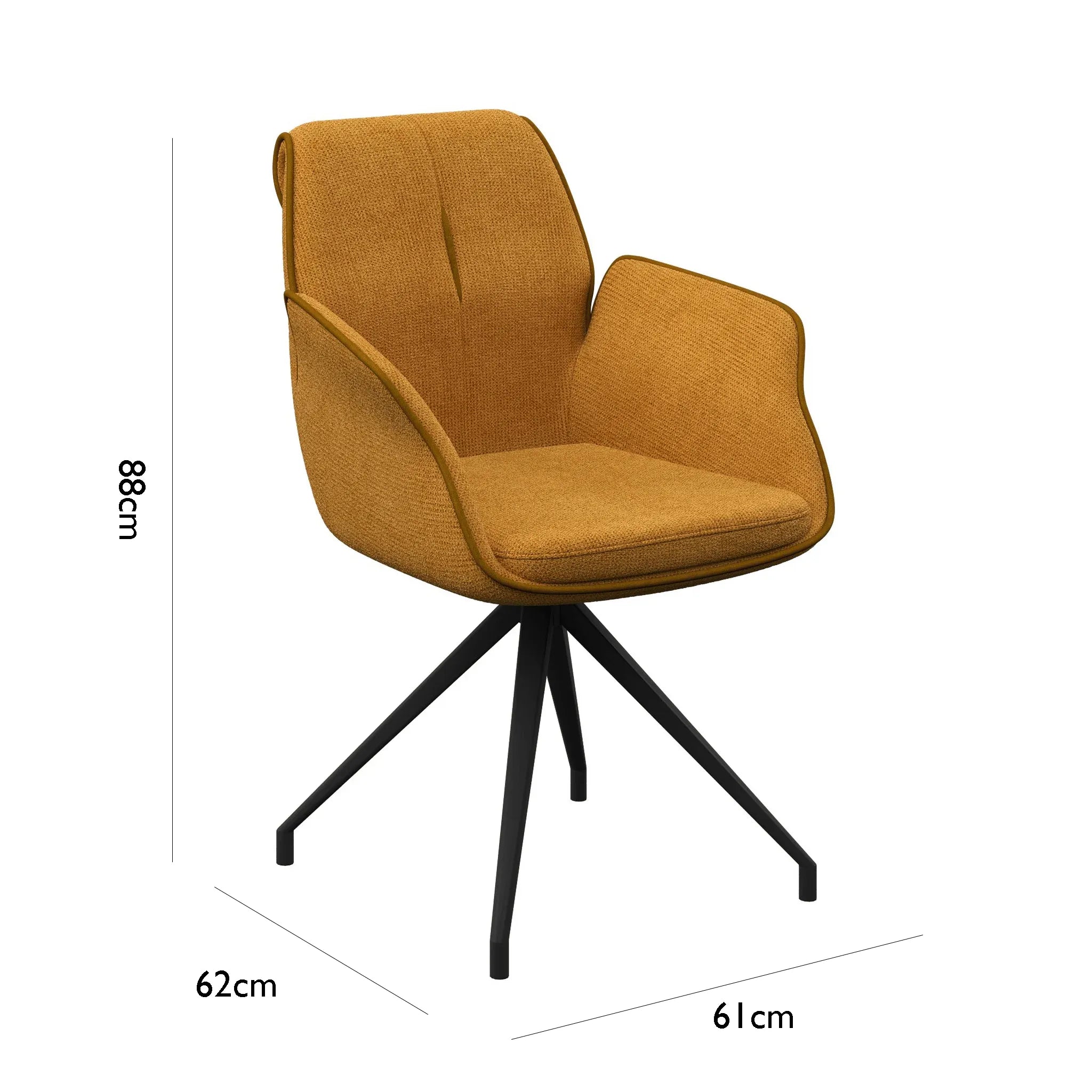 Marcela Mustard Fabric Swivel Dining Chair with Arms