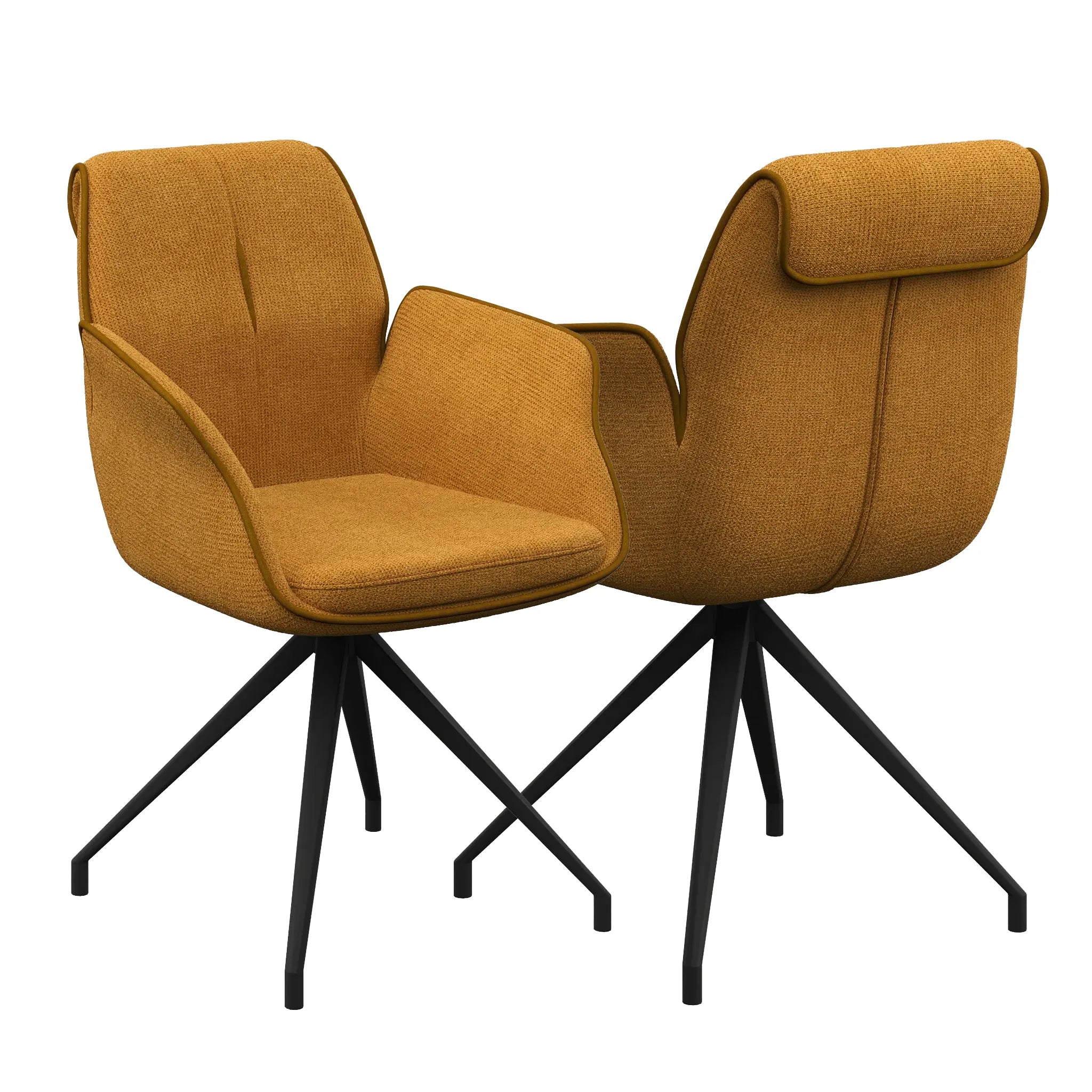 Marcela Mustard Fabric Swivel Dining Armchair