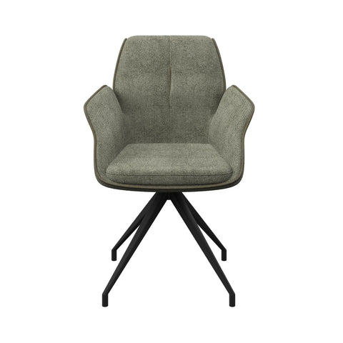 Marcela Green Fabric Swivel Dining Armchair