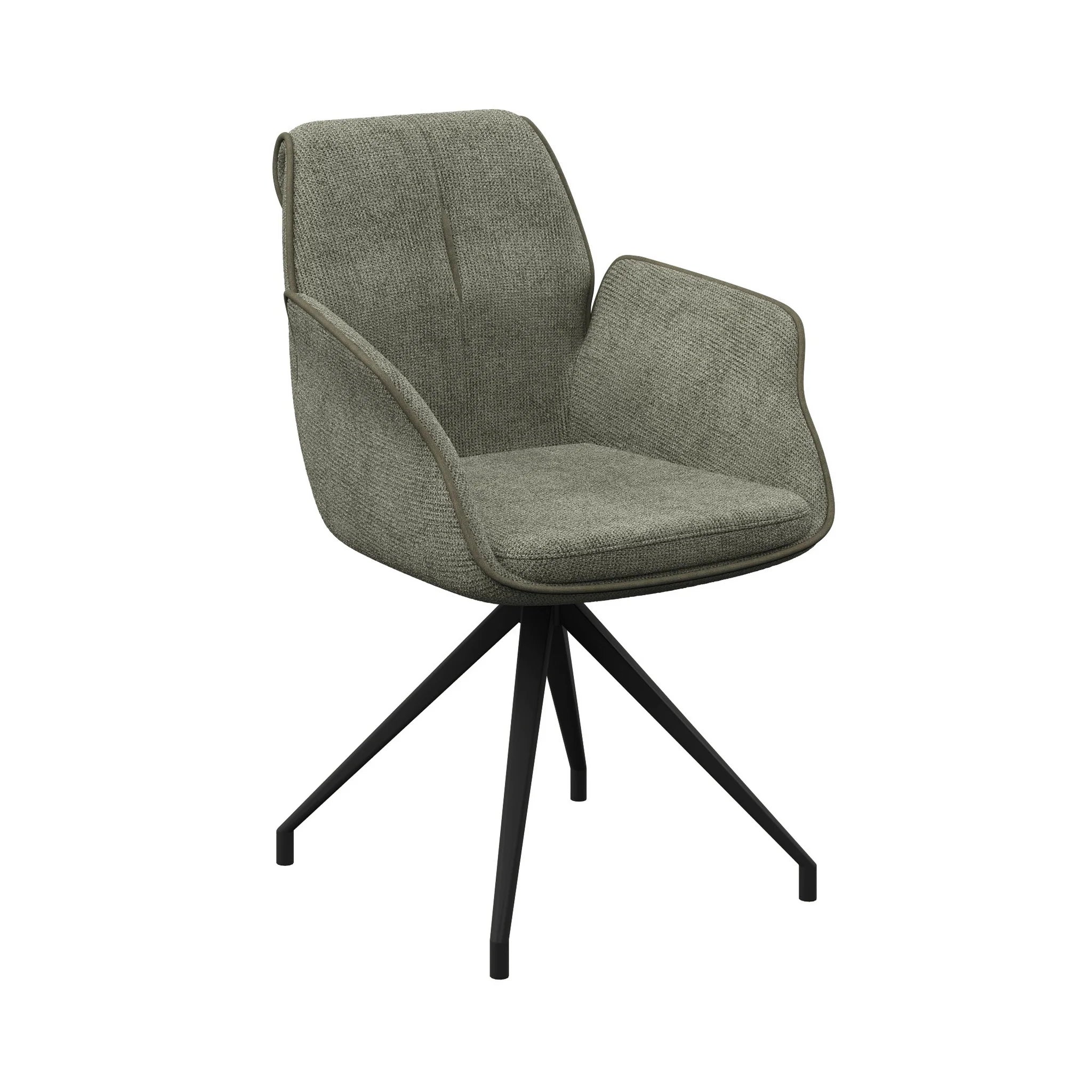 Marcela Green Fabric Swivel Dining Armchair