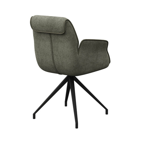 Marcela Green Fabric Swivel Dining Armchair