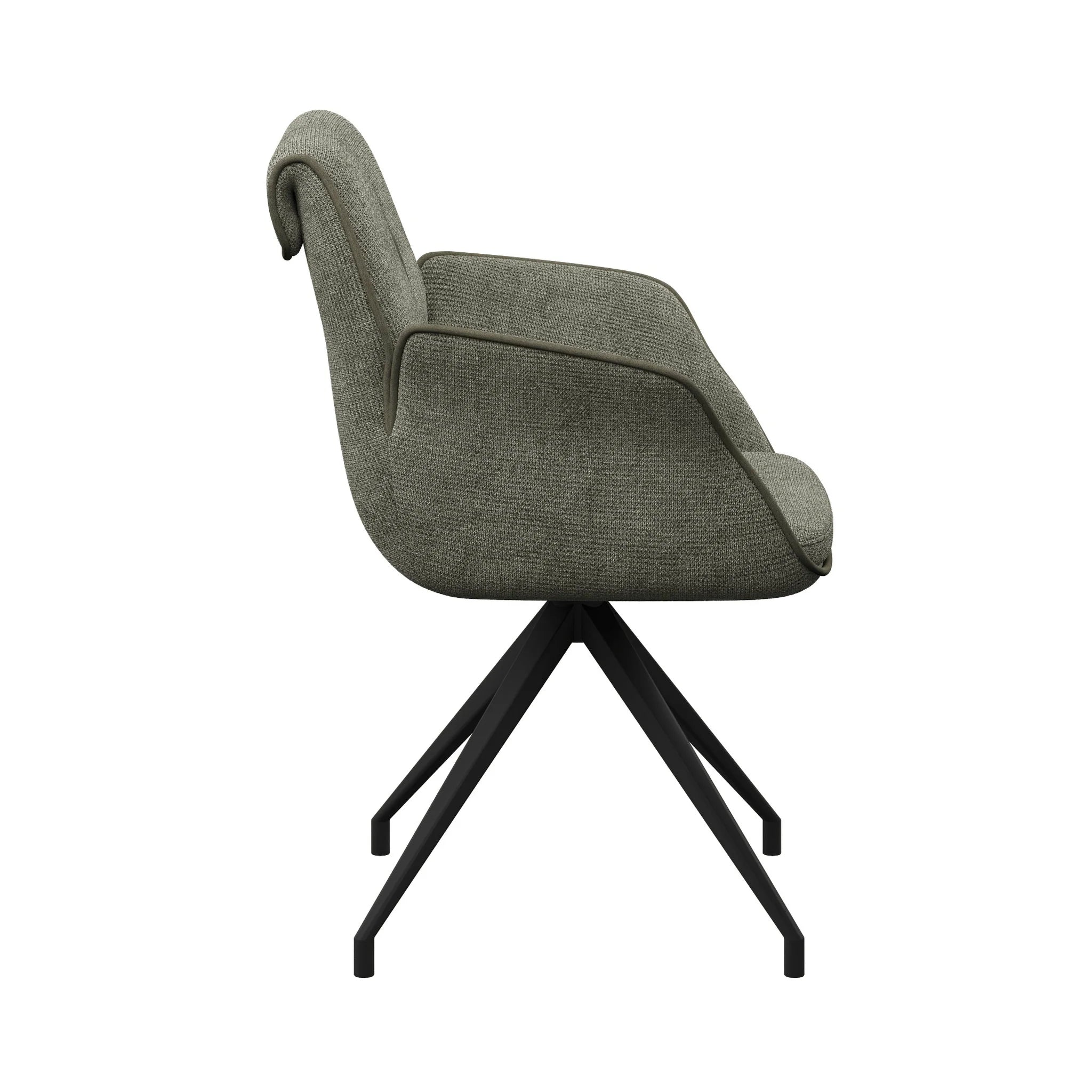 Marcela Green Fabric Swivel Dining Armchair