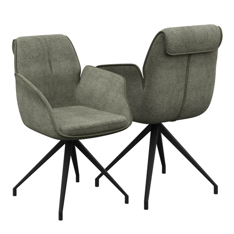 Marcela Green Fabric Swivel Dining Armchair