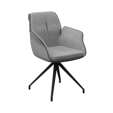 Marcela Grey Fabric Swivel Dining Armchair