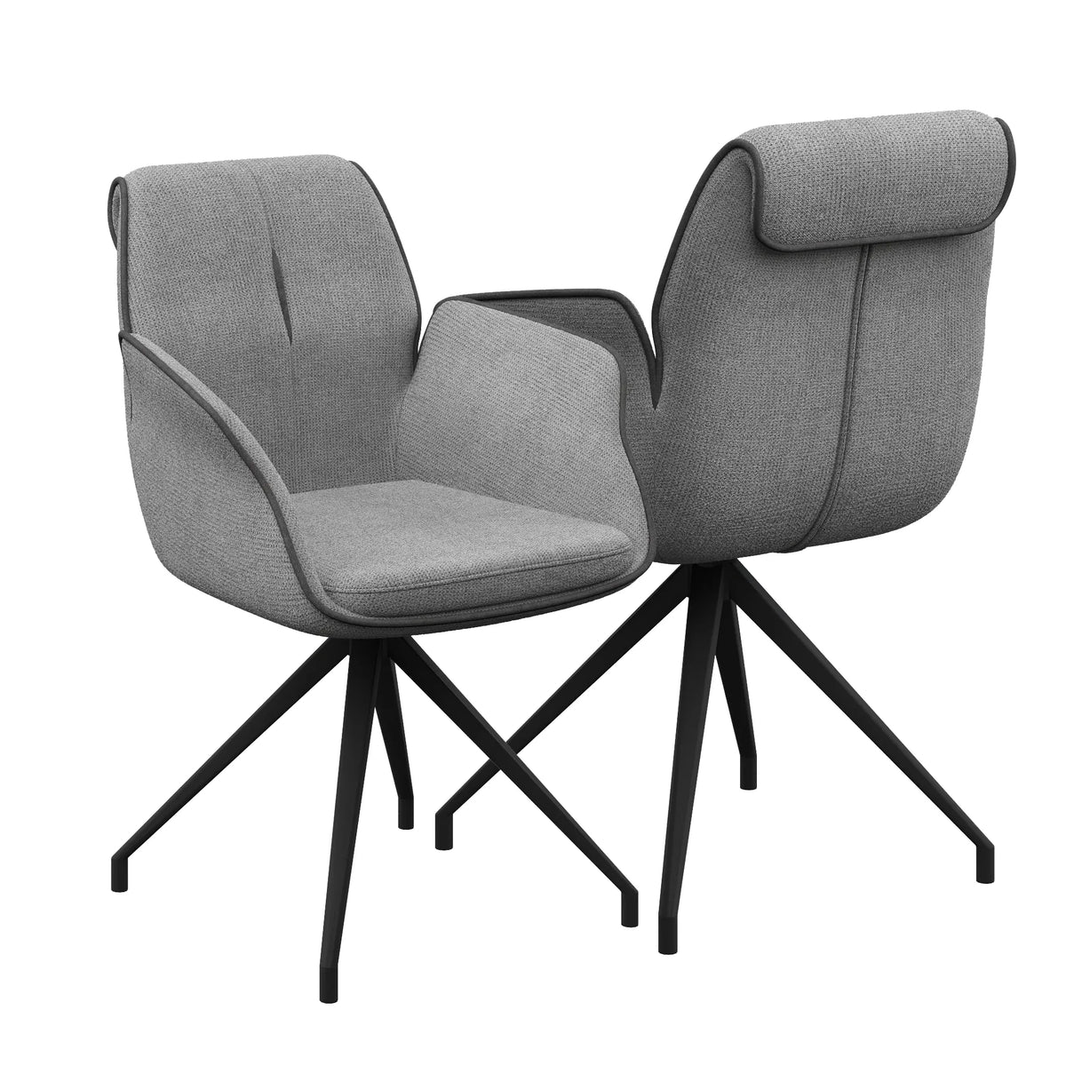 Marcela Grey Fabric Swivel Dining Armchair