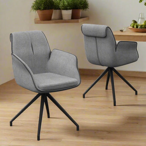 Marcela Grey Fabric Swivel Dining Armchair