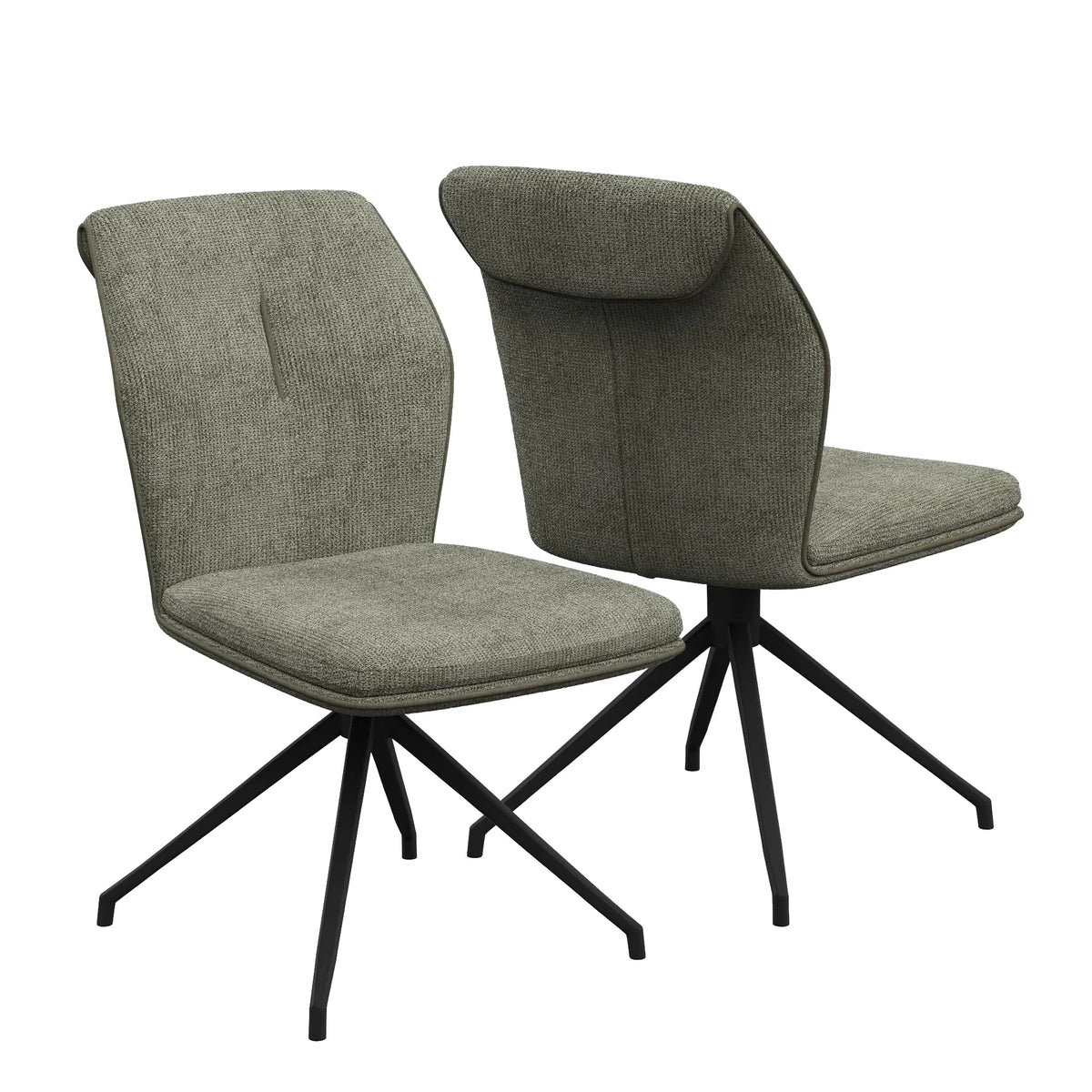 Marcela Green Fabric Swivel Dining Chair - Set of 4