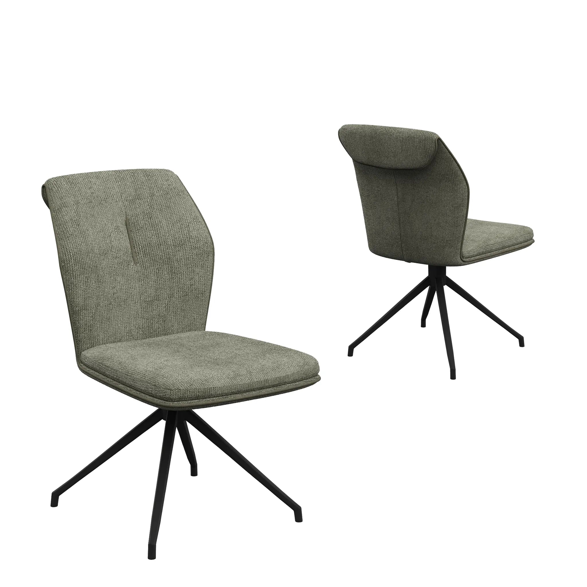 Marcela Green Fabric Swivel Dining Chair - Set of 4