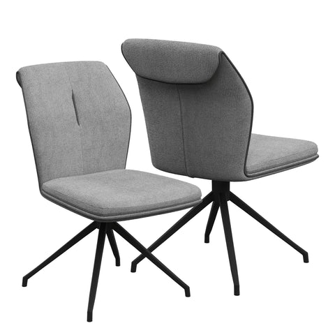 Marcela Grey Fabric Swivel Dining Chair - Set of 4