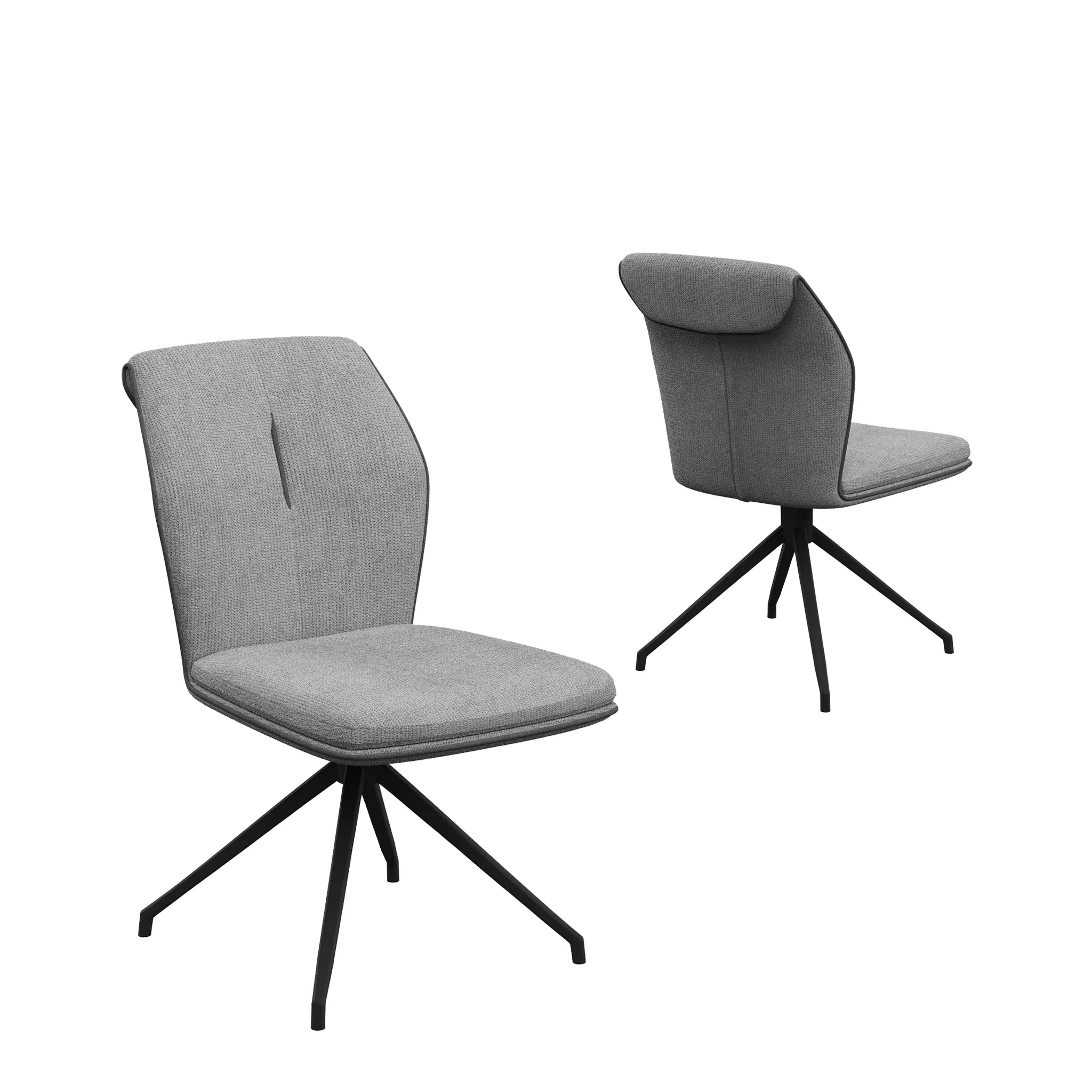 Marcela Grey Fabric Swivel Dining Chair - Set of 4