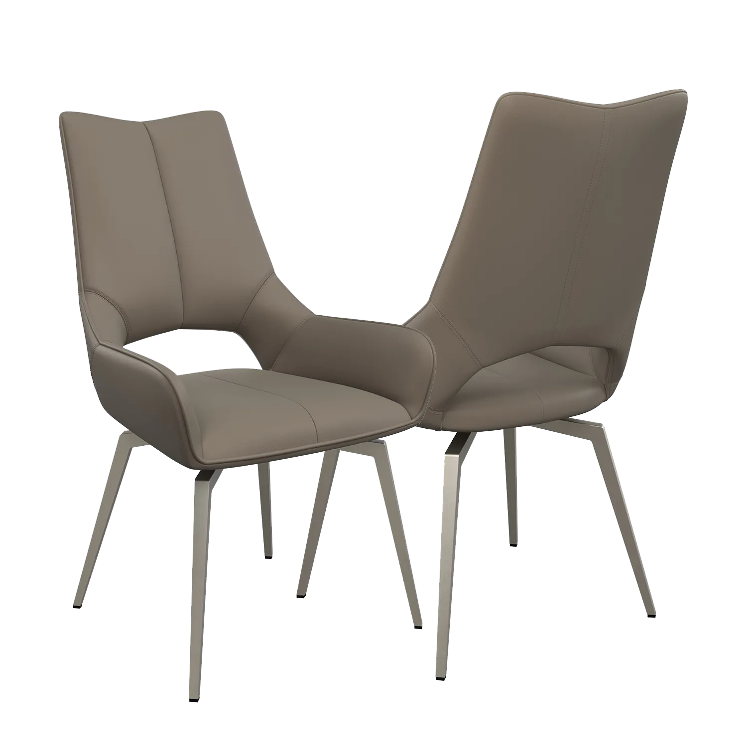 Bella Grey Leather Swivel Set of 4 Dining Chairs