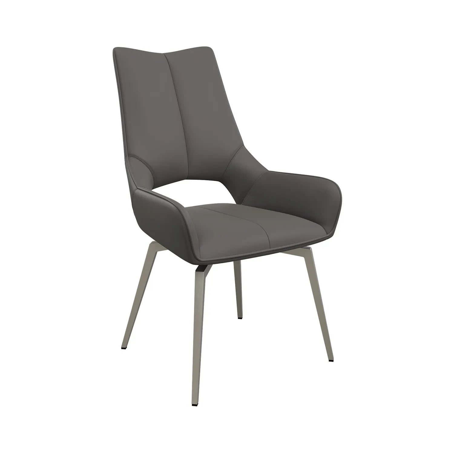 Bella Grey Leather Swivel Set of 4 Dining Chairs