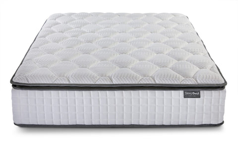 SleepSoul Bliss 800 Pocket Memory Pillow Top Mattress – Experience unparalleled comfort with three layers of plush foam, anti-roll technology, and 800 individual pocket springs. Elevate your sleep to pure bliss. Available in Single, Double, King, and Super King Size. - Front View