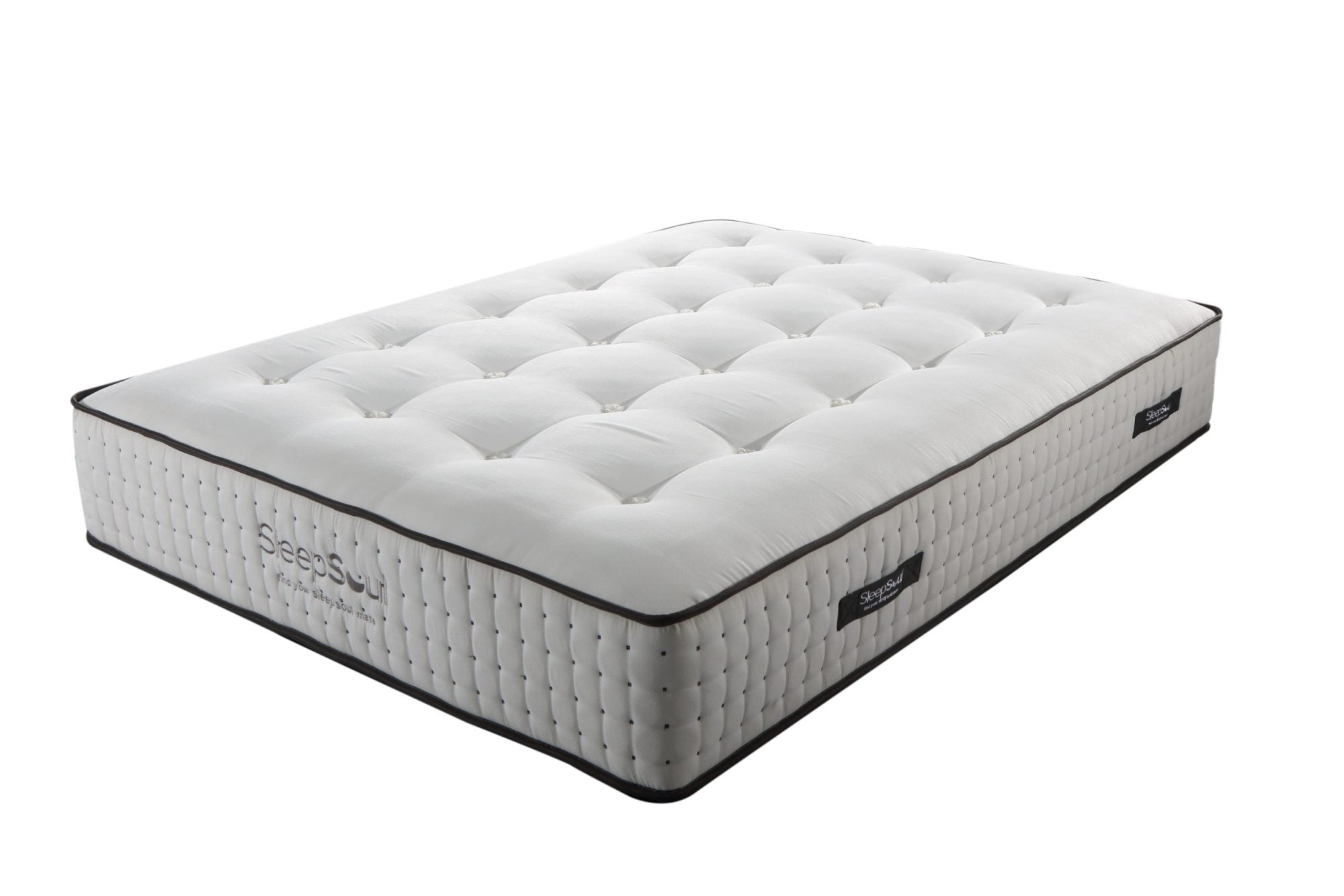 SleepSoul Harmony 1000 Pocket Sprung Tufted Mattress, Experience supreme comfort with memory foam, convoluted foam, and 1000 pocket springs. Size, Single, Double, King and Super King or Small Double. 10-year warranty - Side View