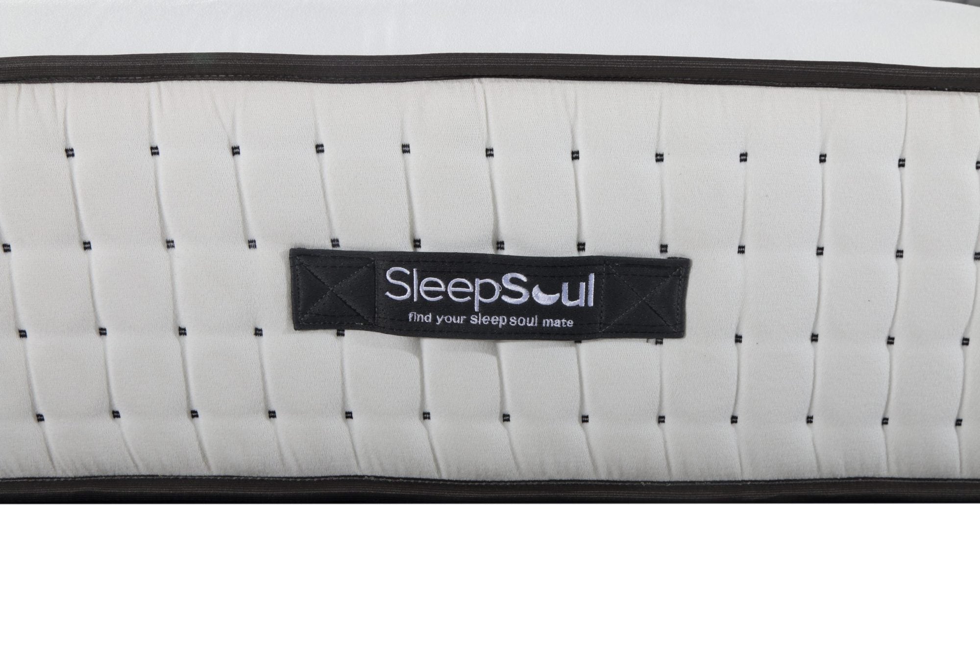 SleepSoul Harmony 1000 Pocket Sprung Tufted Mattress, Experience supreme comfort with memory foam, convoluted foam, and 1000 pocket springs. Size, Single, Double, King and Super King or Small Double. 10-year warranty - Mattress Handles