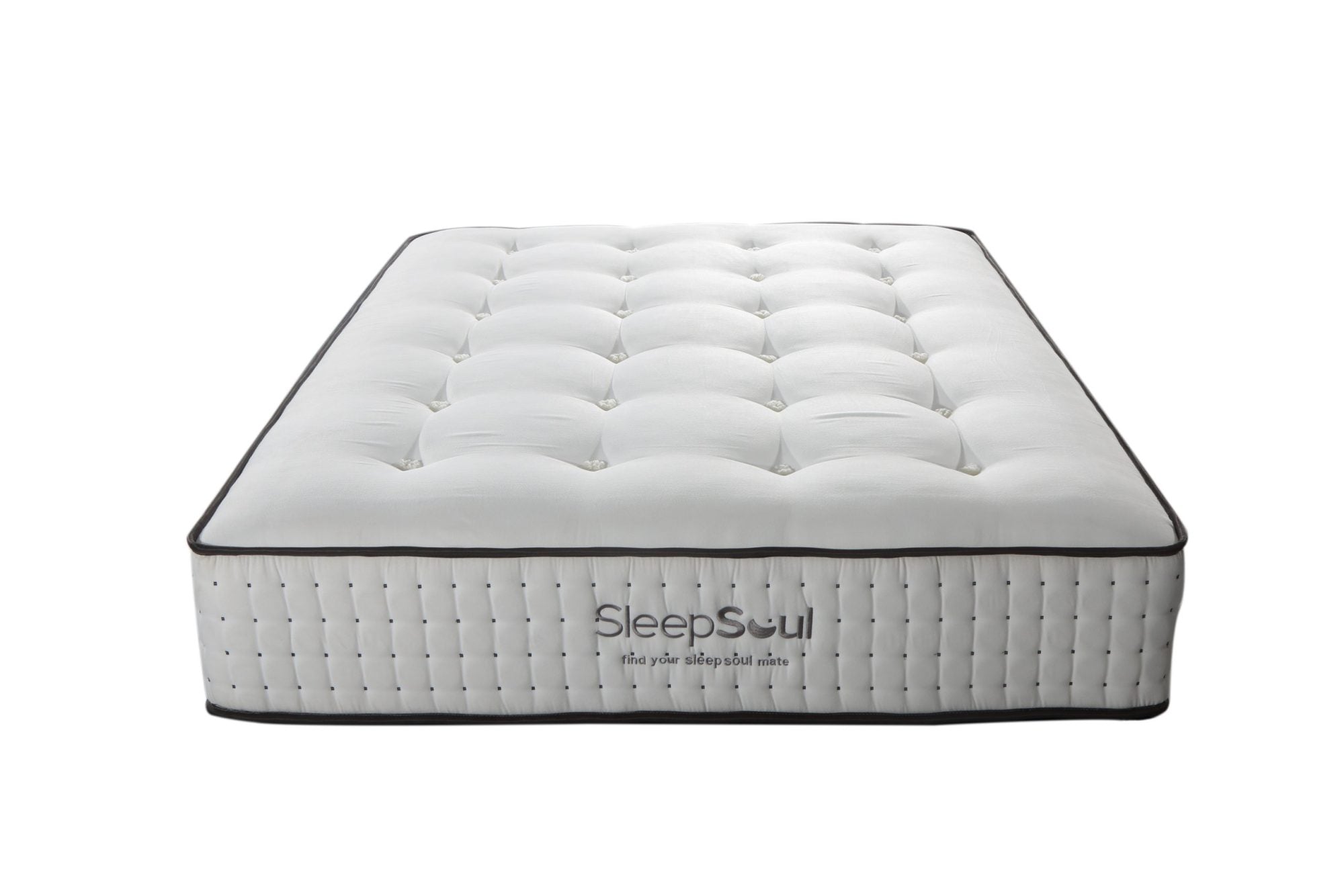 SleepSoul Harmony 1000 Pocket Sprung Tufted Mattress, Experience supreme comfort with memory foam, convoluted foam, and 1000 pocket springs. Size, Single, Double, King and Super King or Small Double. 10-year warranty - Footend View