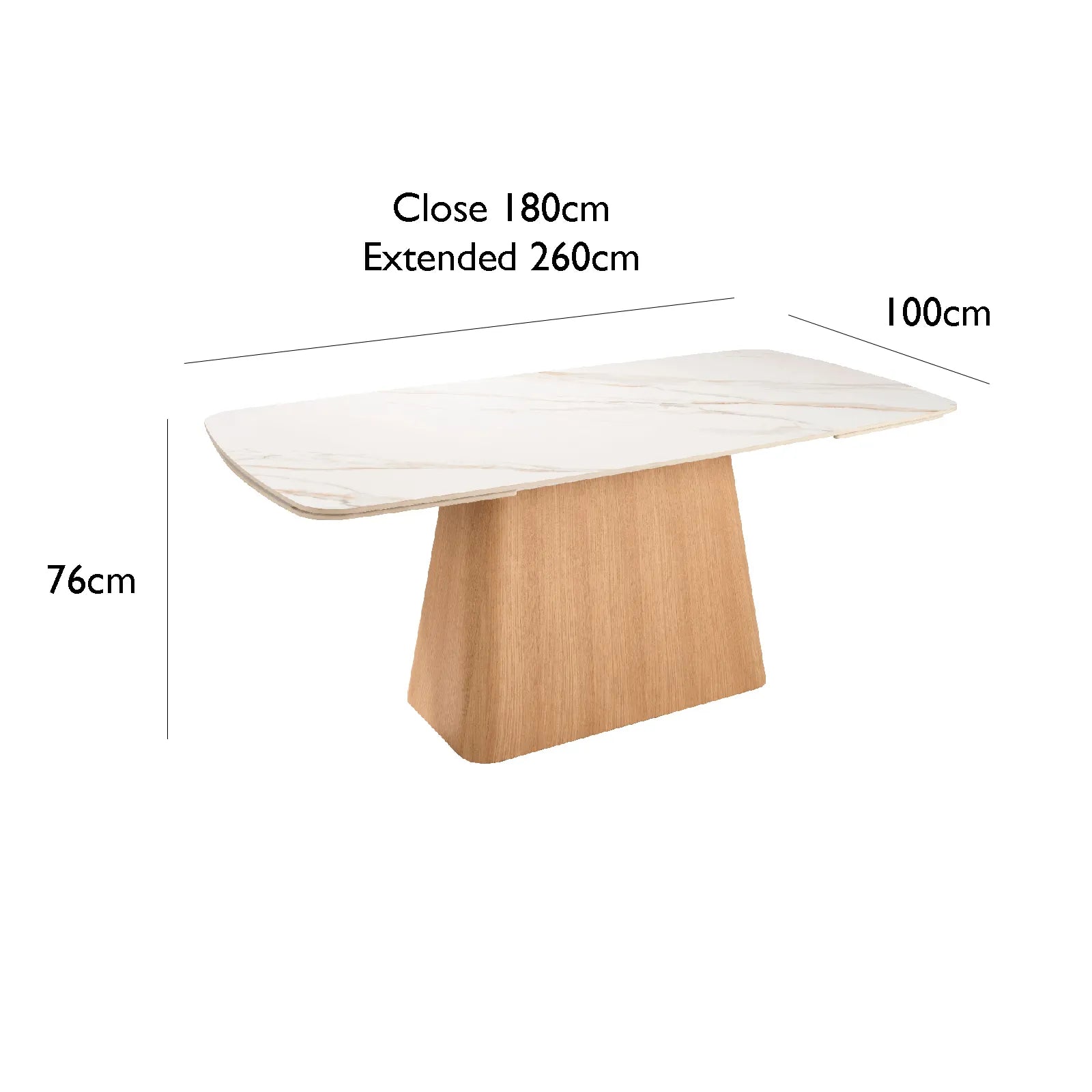 Eveleen White Sintered Stone Rectangle Extending Dining Table with Pedestal Base