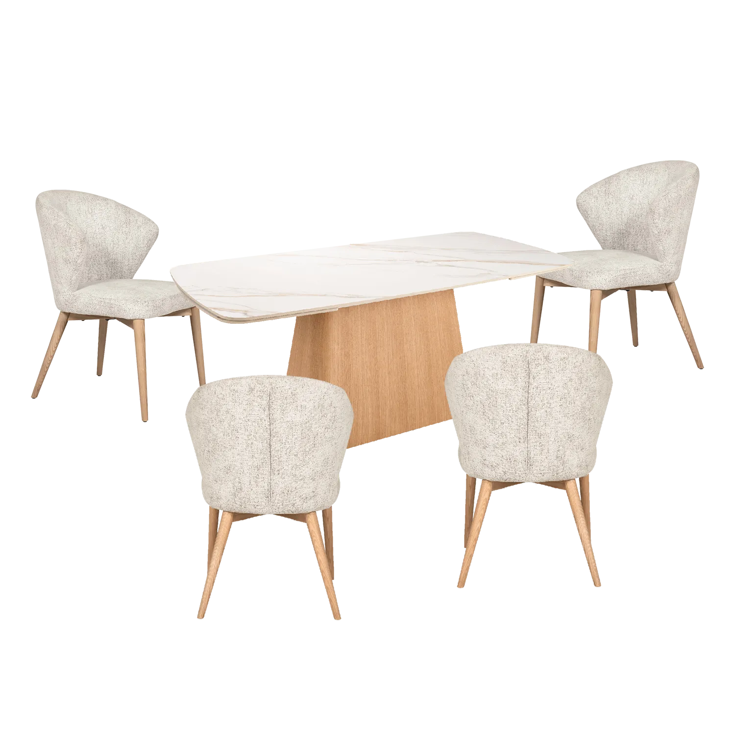 Eveleen White Sintered Stone Dining Table with 6 Chairs