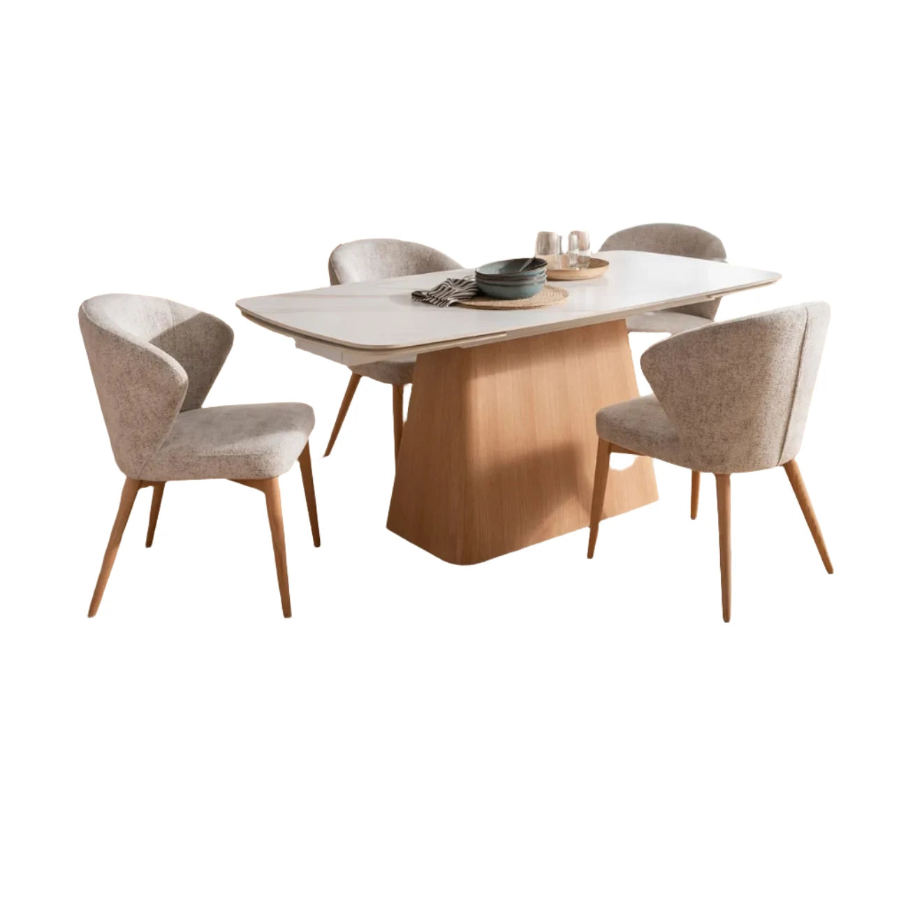 Eveleen White Sintered Stone Dining Table with 6 Chairs