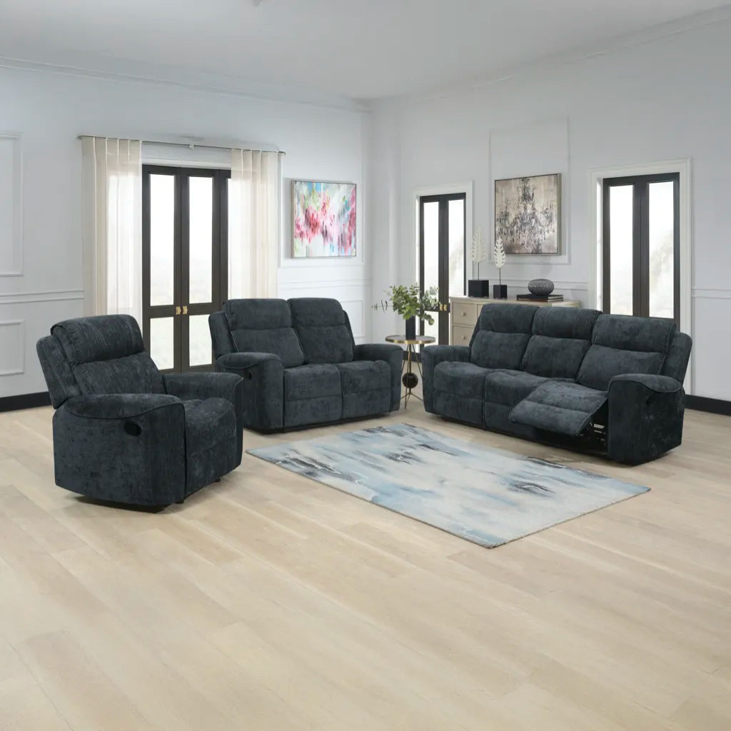 Salford Dark Grey Fabric Manual Recliner Sofa Collection