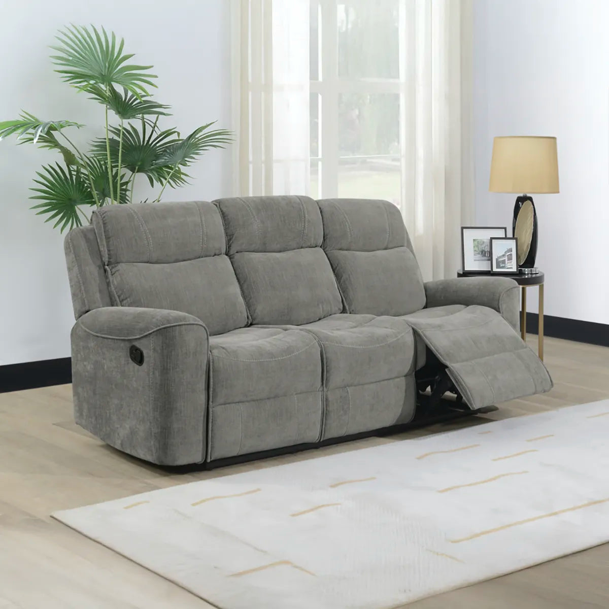 Salford Light Grey Fabric Manual Recliner Sofa Collection