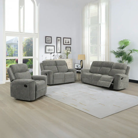 Salford Light Grey Fabric Manual Recliner Sofa Collection