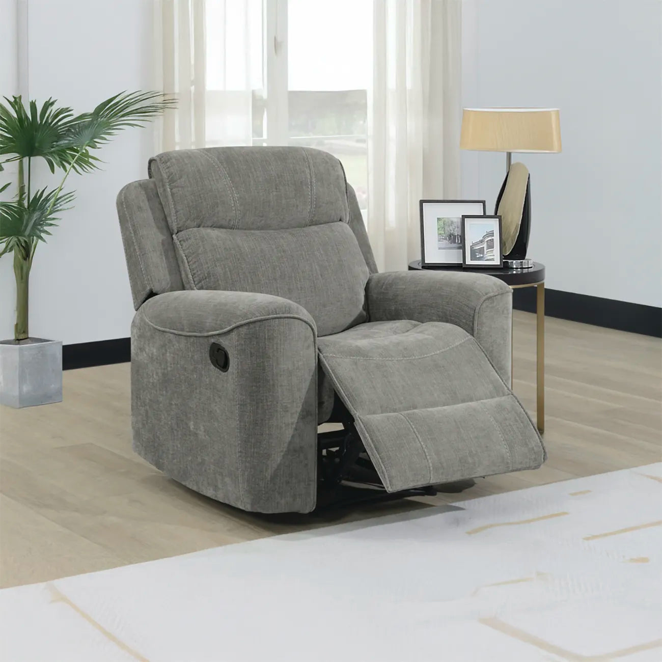 Salford Light Grey Fabric Manual Recliner Armchair