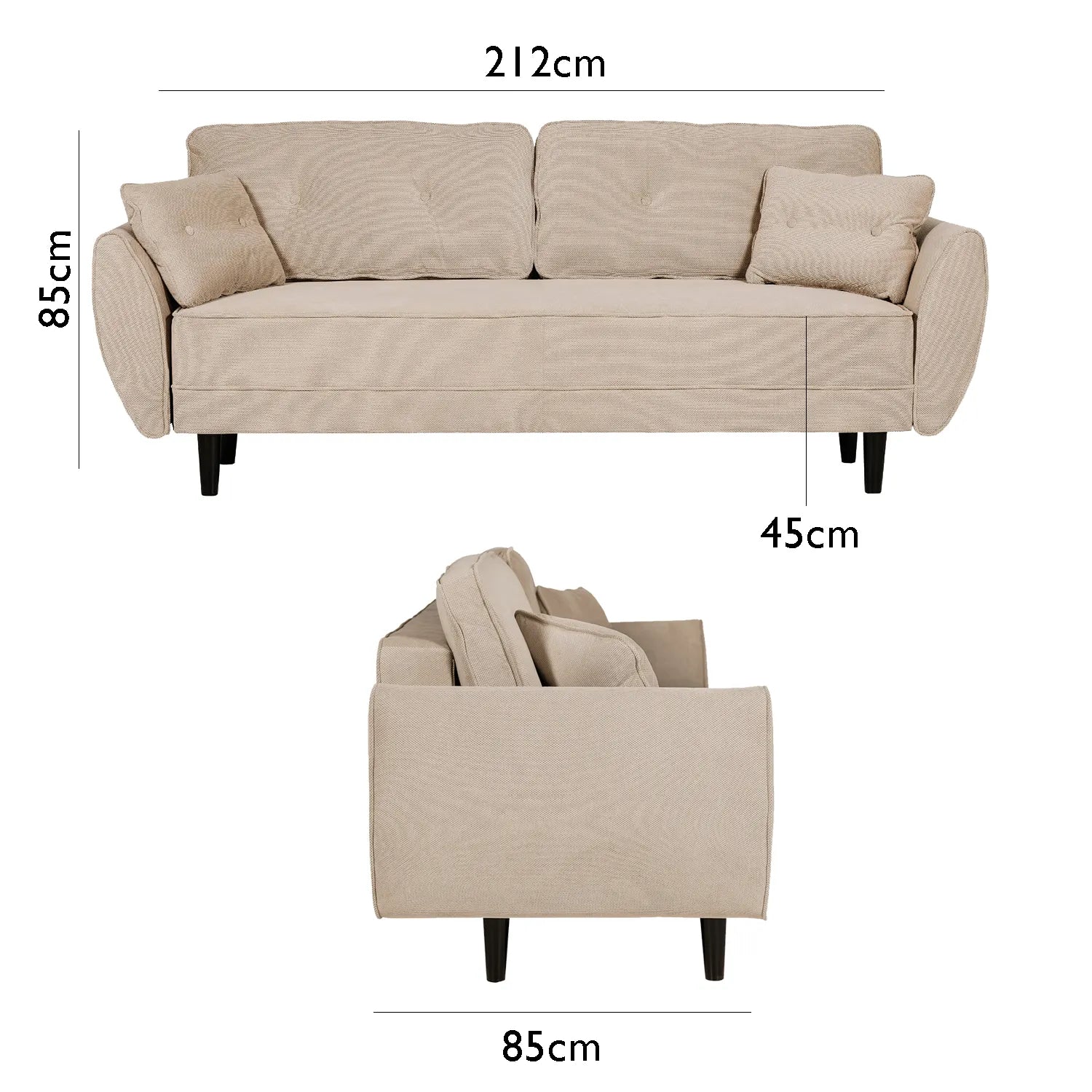 Salina Cream Fabric Click Clack Sofa Bed